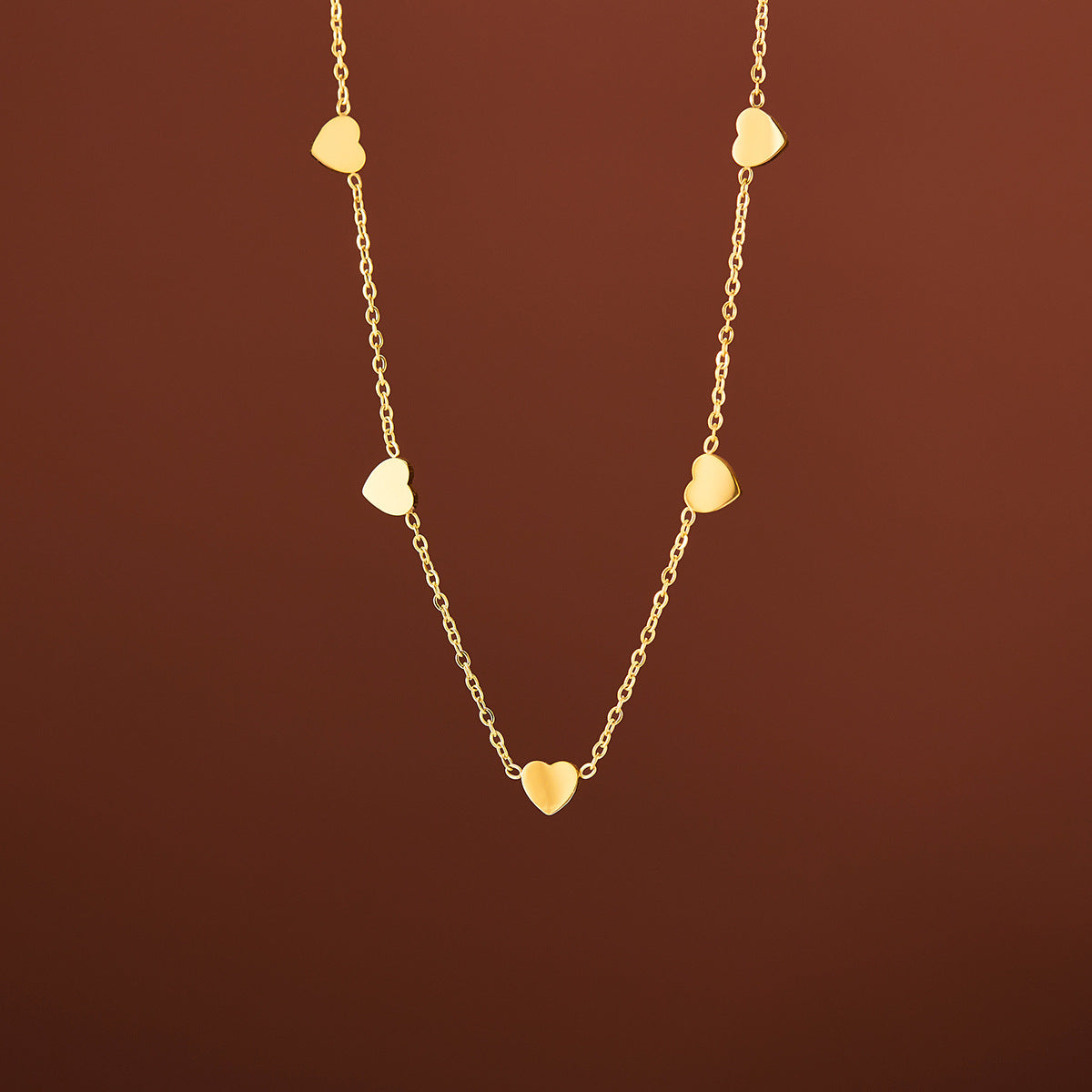 18K Gold Small Heart Necklace — Non-Fading Collarbone Chain