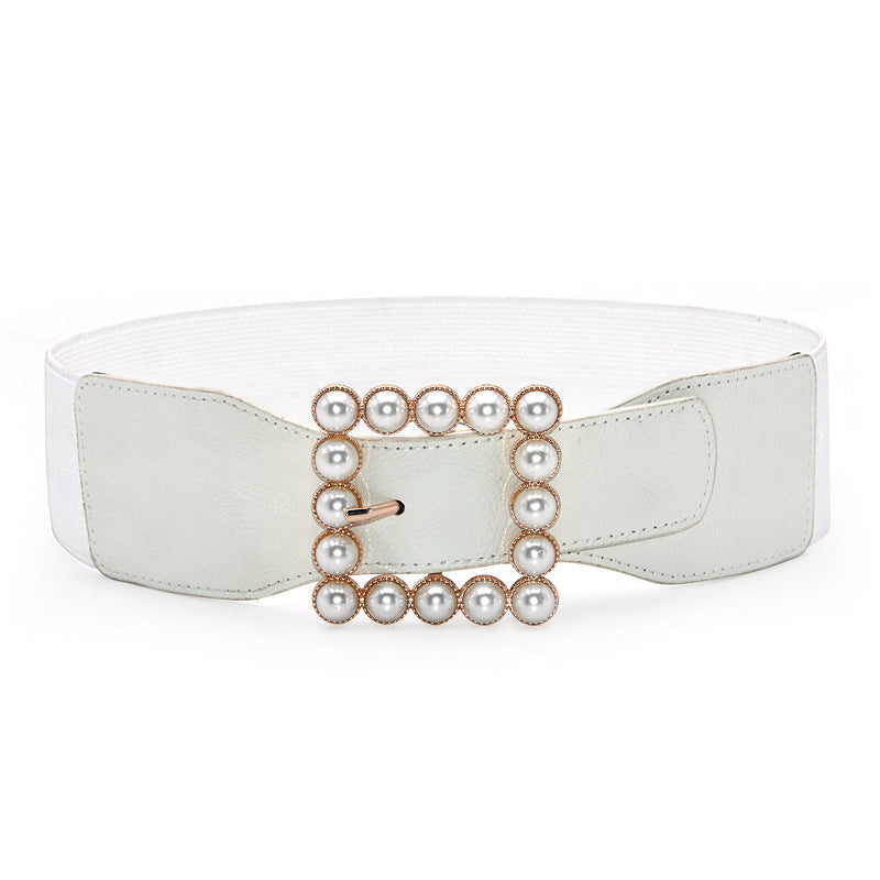 Pearl waist seal women's decorative elastic force