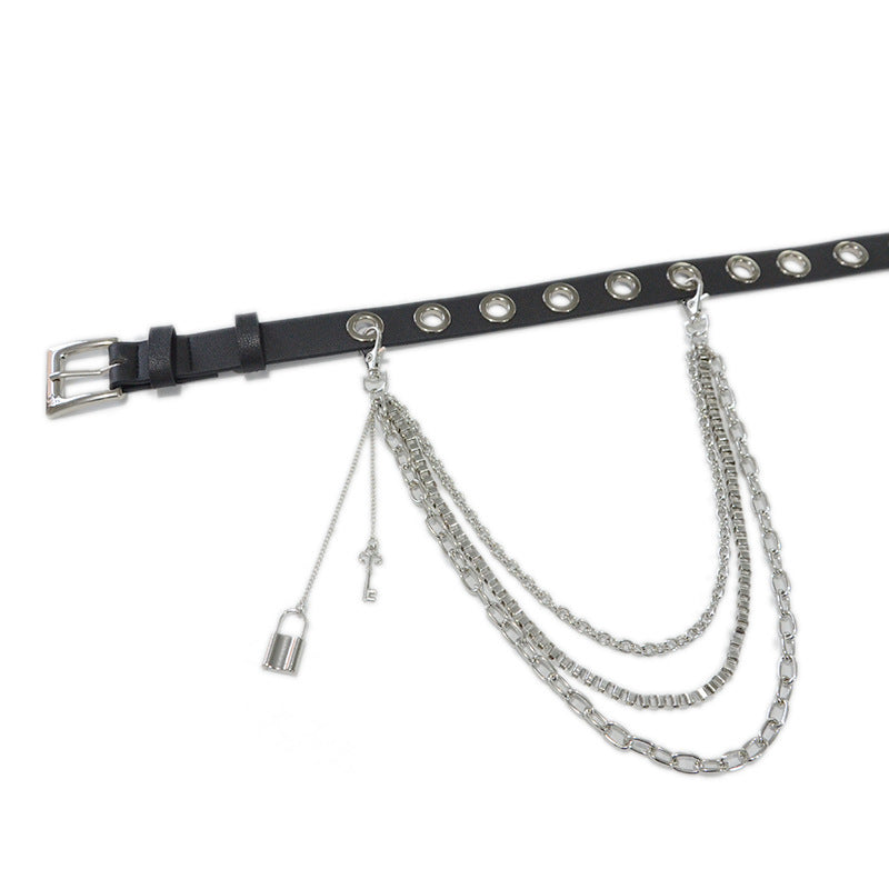 Punk punched leather belt