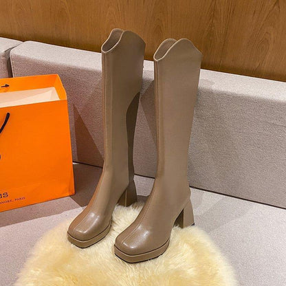 Brown Stretch Tall Boots