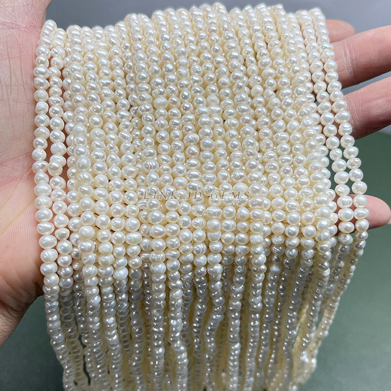 4-4.5mm freshwater thread punching round small pearl loose beads