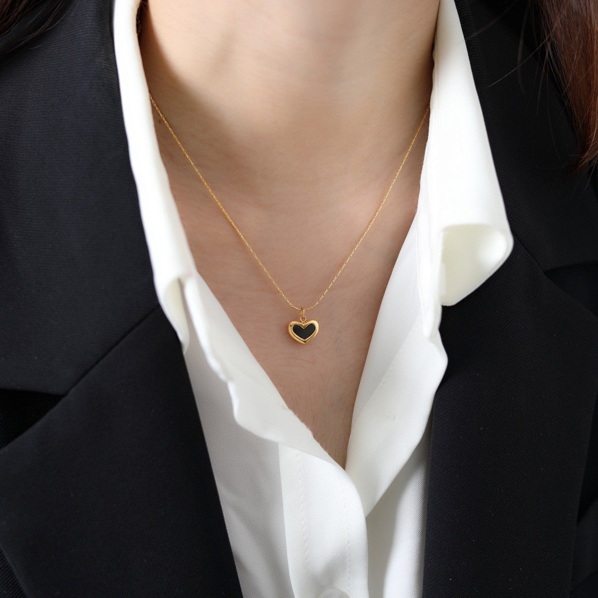 Peach Heart Love Pendant Titanium Steel Collarbone Necklace