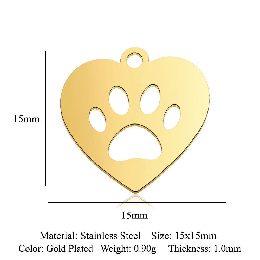 Paquete de 5 unidades, colgante de acero de titanio con diamantes de amor, colgante de huella digital. 