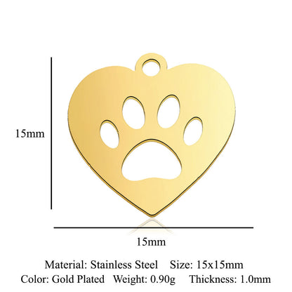 Paquete de 5 unidades, colgante de acero de titanio con diamantes de amor, colgante de huella digital. 