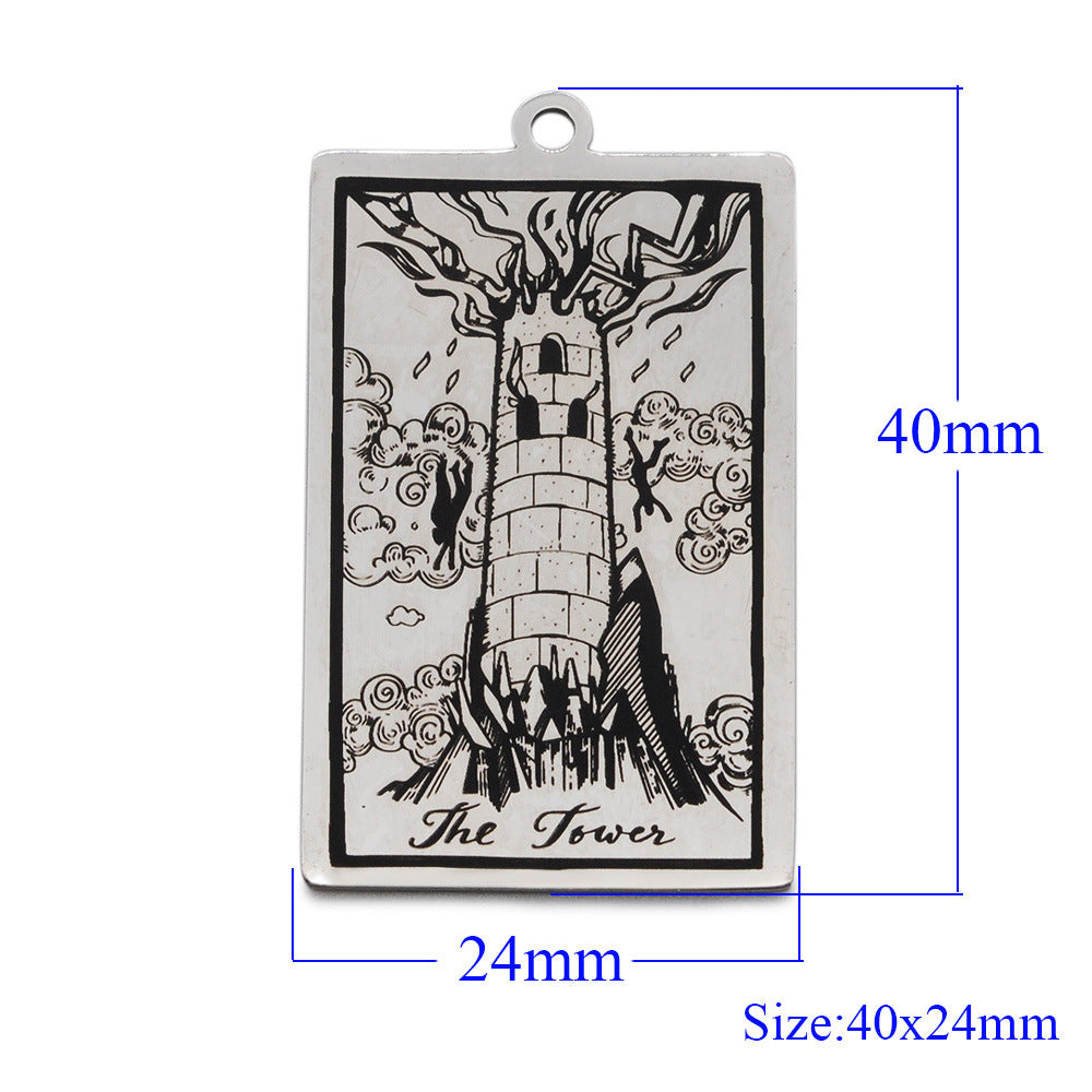 5 pcs/bag Tarot titanium steel pendant retro
