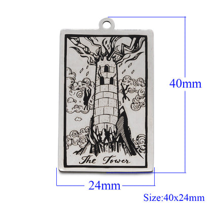 5 pcs/bag Tarot titanium steel pendant retro