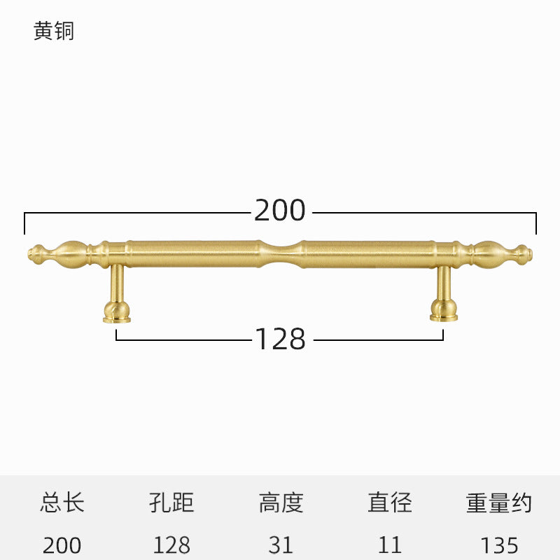 High-end wardrobe door brass handle