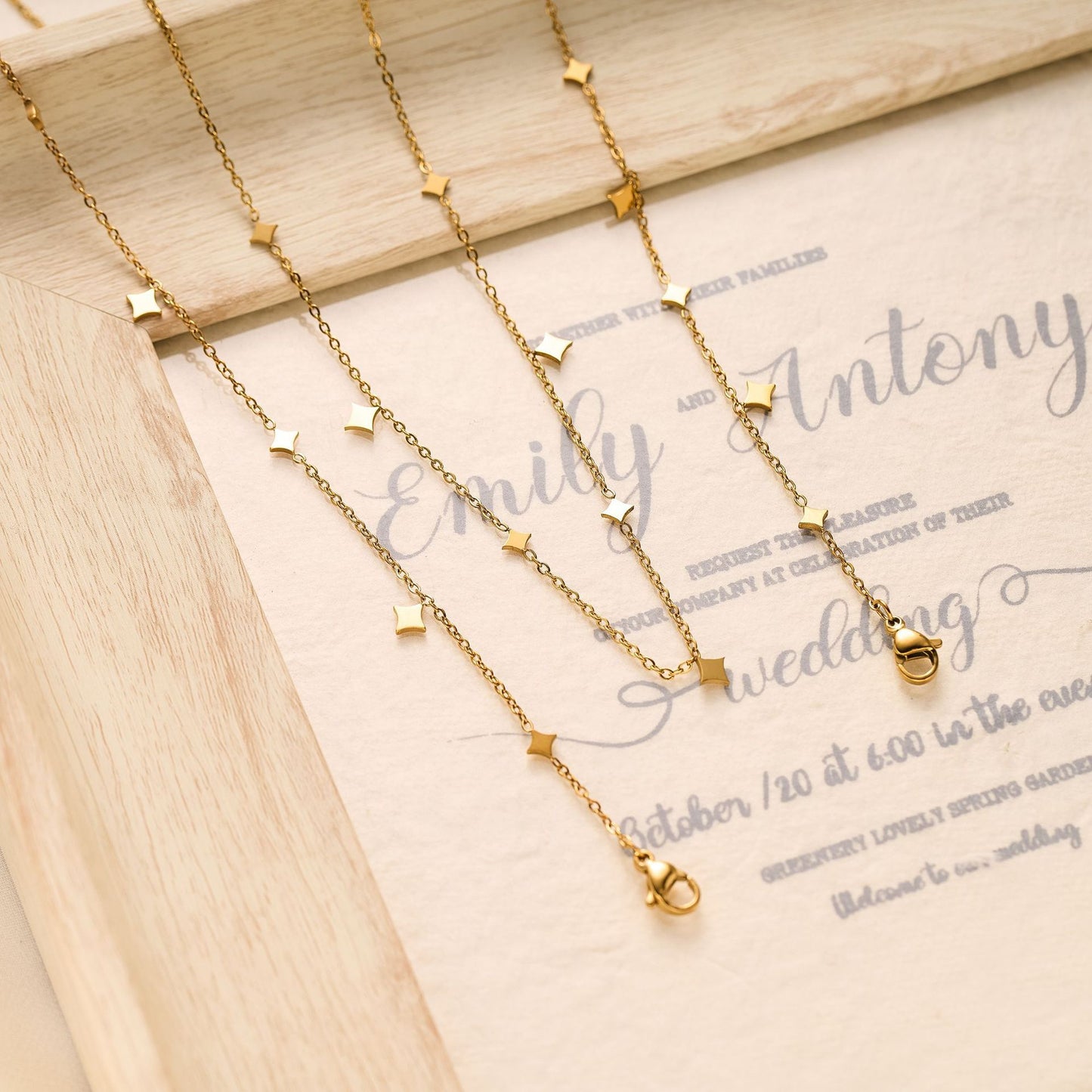 Titanium Steel Rhombus Necklace & Bracelet Set