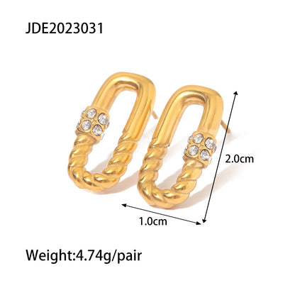 Rectangular Twisted Zirconia Earrings