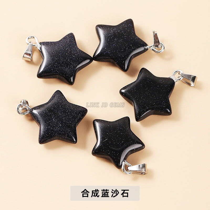 20Mm natural crystal agate pentagram pendant