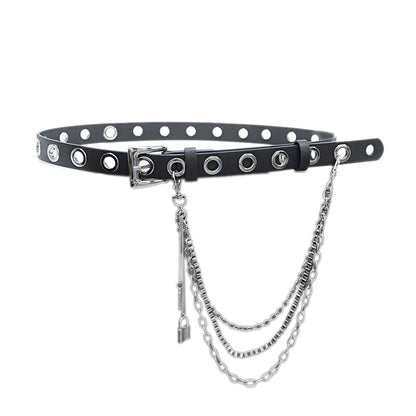 Punk punched leather belt