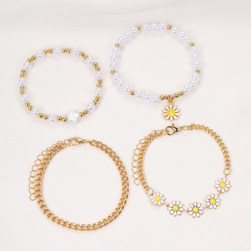 Daisy Pearl Bracelet Set (4-piece)