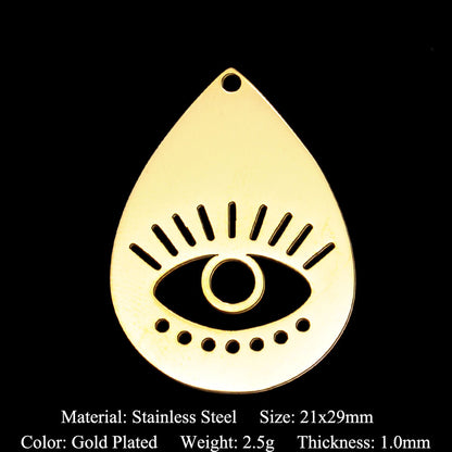 5 pcs/pack stainless steel card star and moon eye pendant.