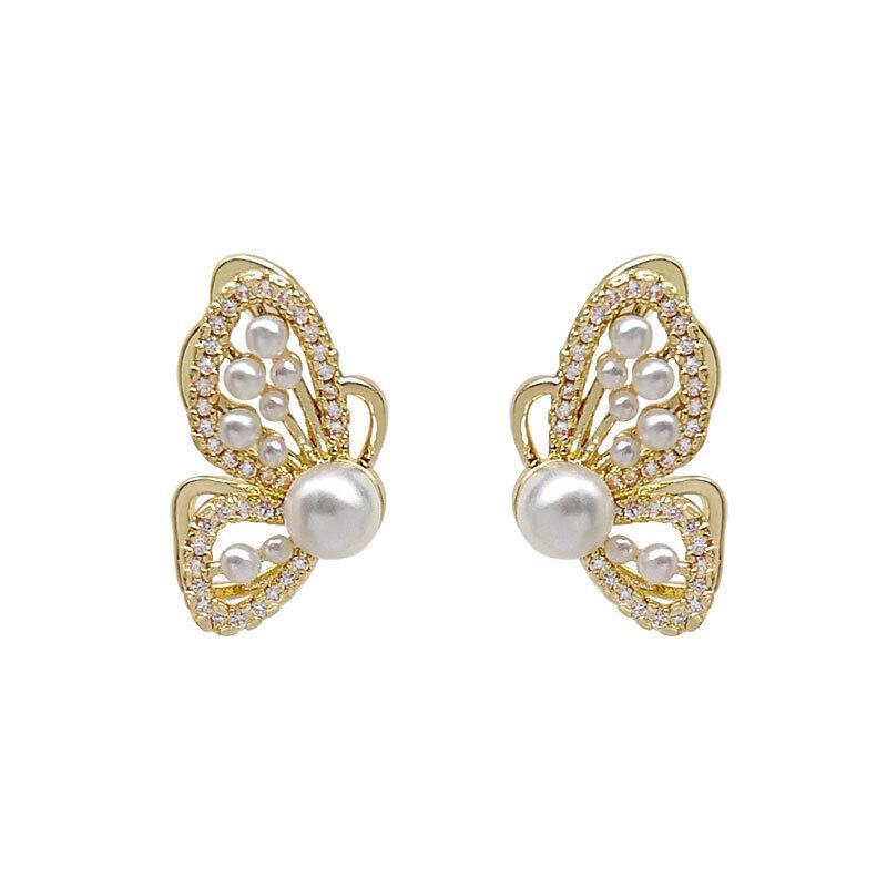 Butterfly diamond stud earrings wholesale
