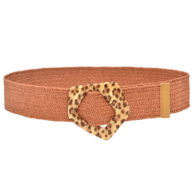 Round Braided Resin Buckle Ladies Belt