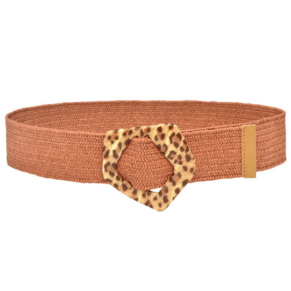Round Braided Resin Buckle Ladies Belt