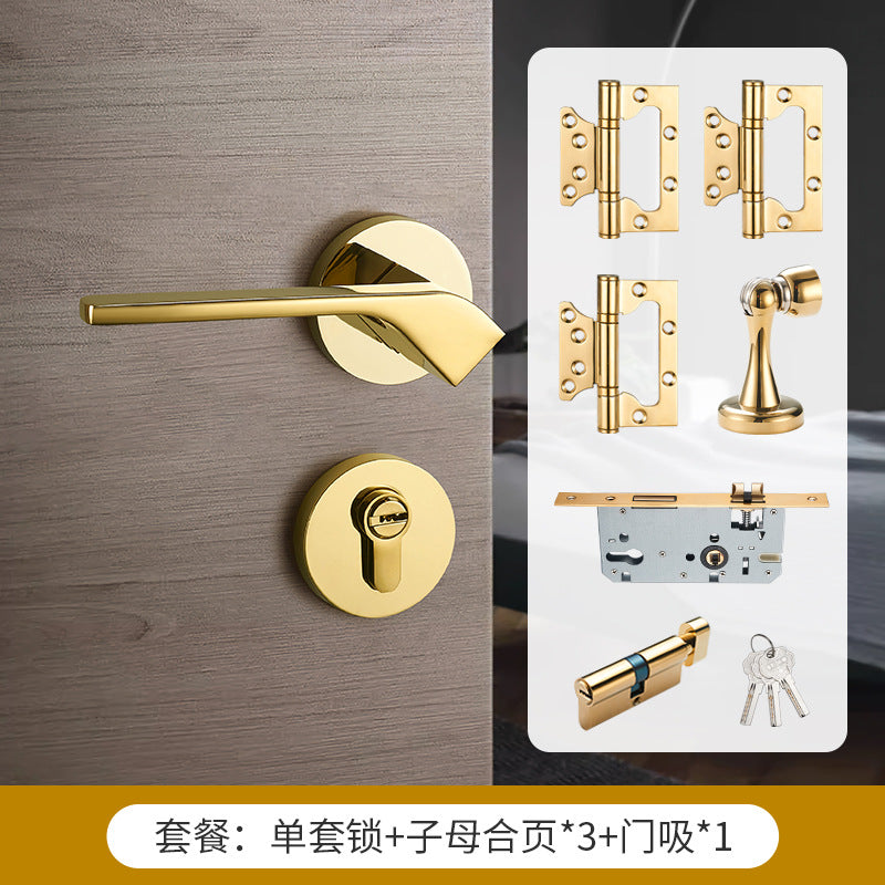 Brass gold interior door lock handle