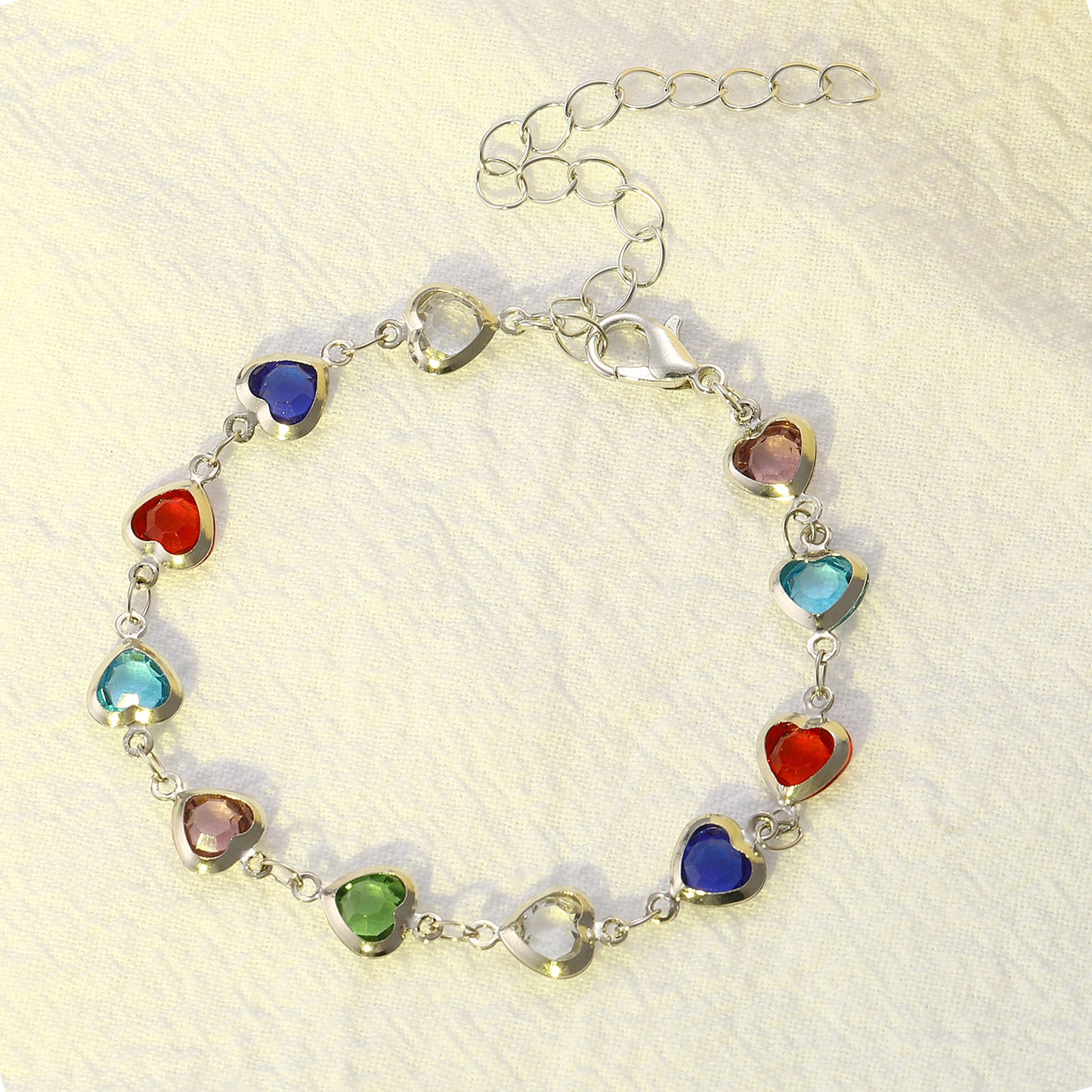 Colorful Zircon Heart Bracelet