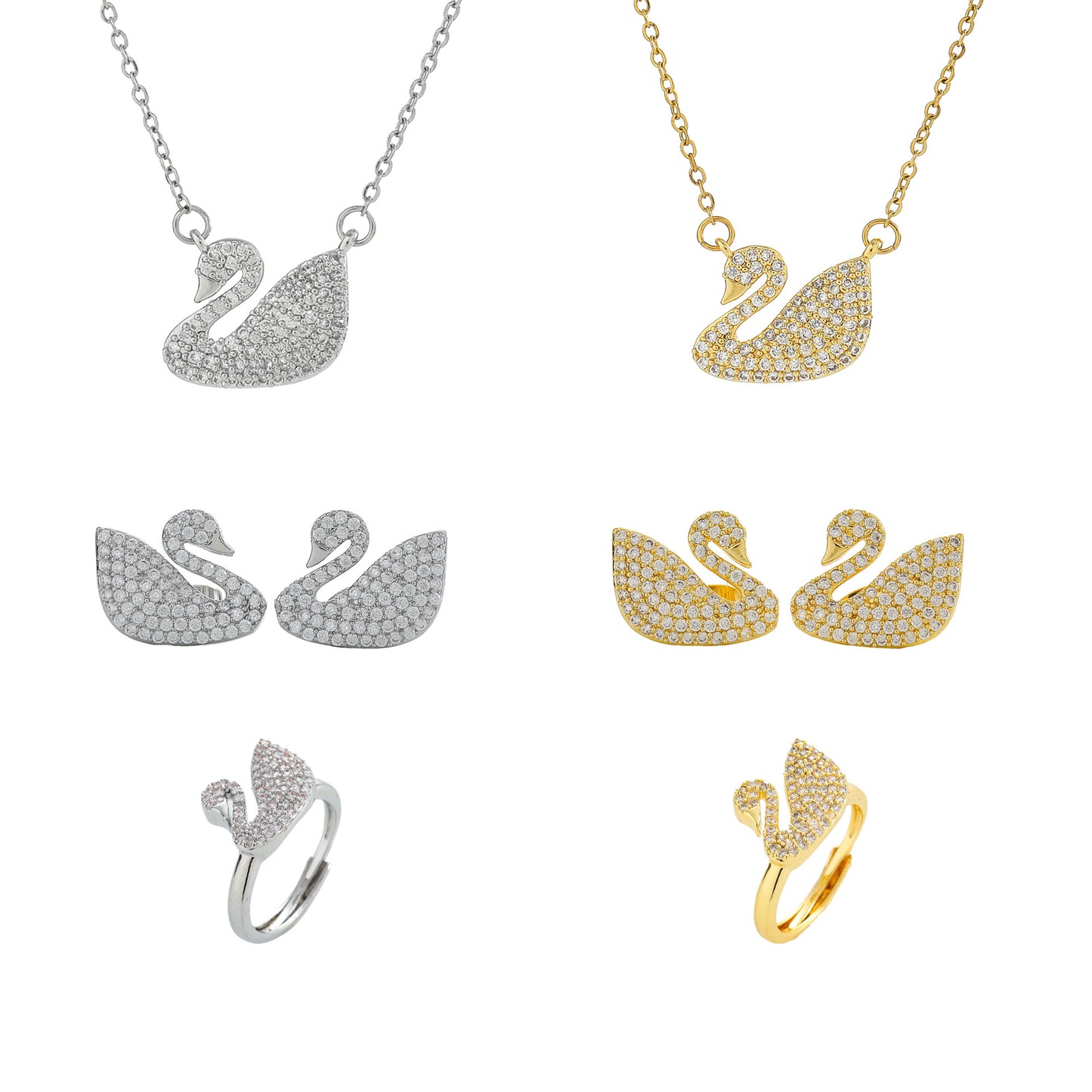 3-Piece Set Swarovski Swan Necklace