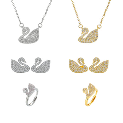 3-Piece Set Swarovski Swan Necklace