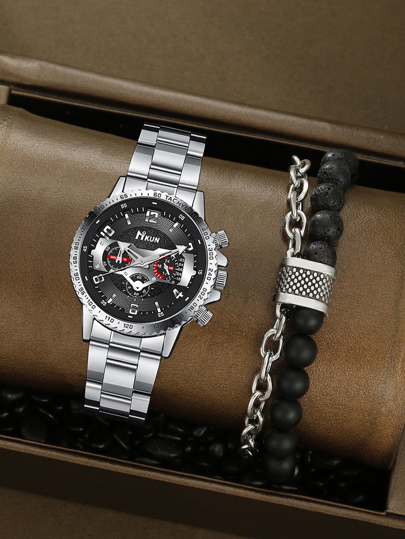 Men's Watch Punk Woven Bracelet Set