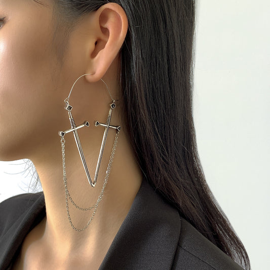 Geometric Crossed Sword Earrings