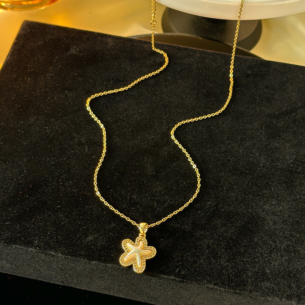 Starfish pentagram necklace girl