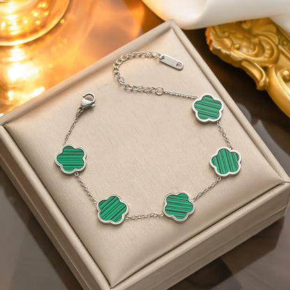 Pulsera de nácar de oro y acero titanio - De moda