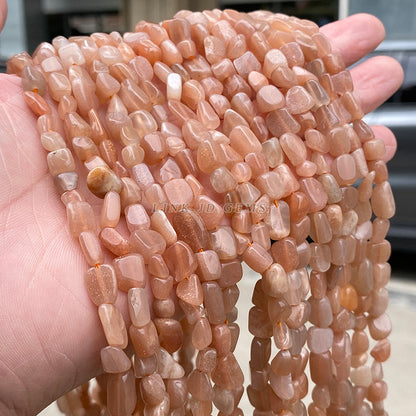 6-8Mm sun stone with shaped beads loose beads