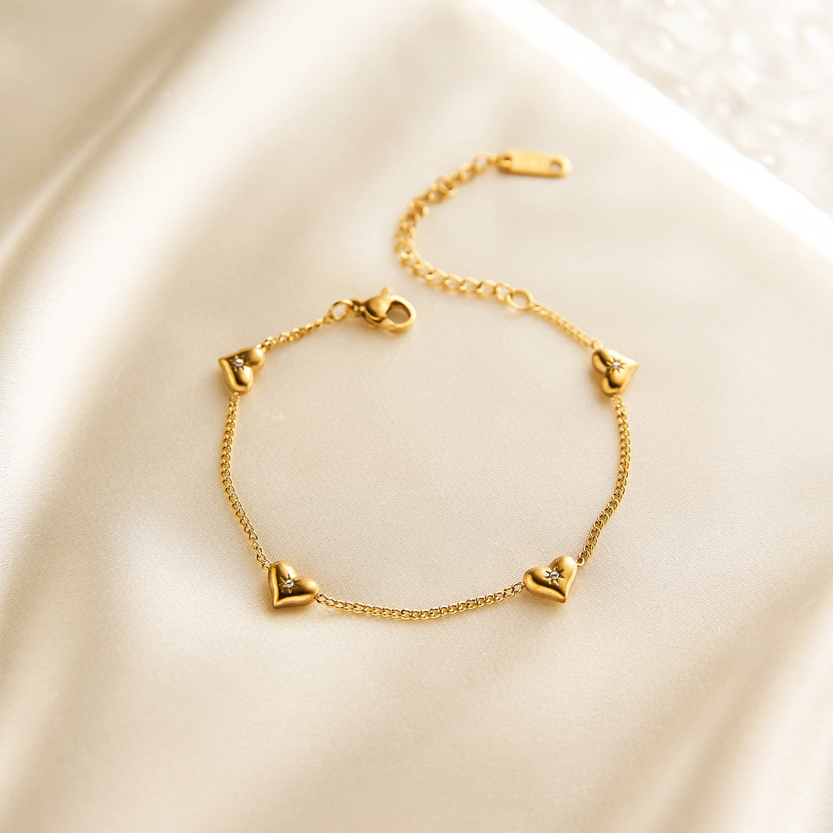 18K Gold Titanium Steel Heart Bracelet