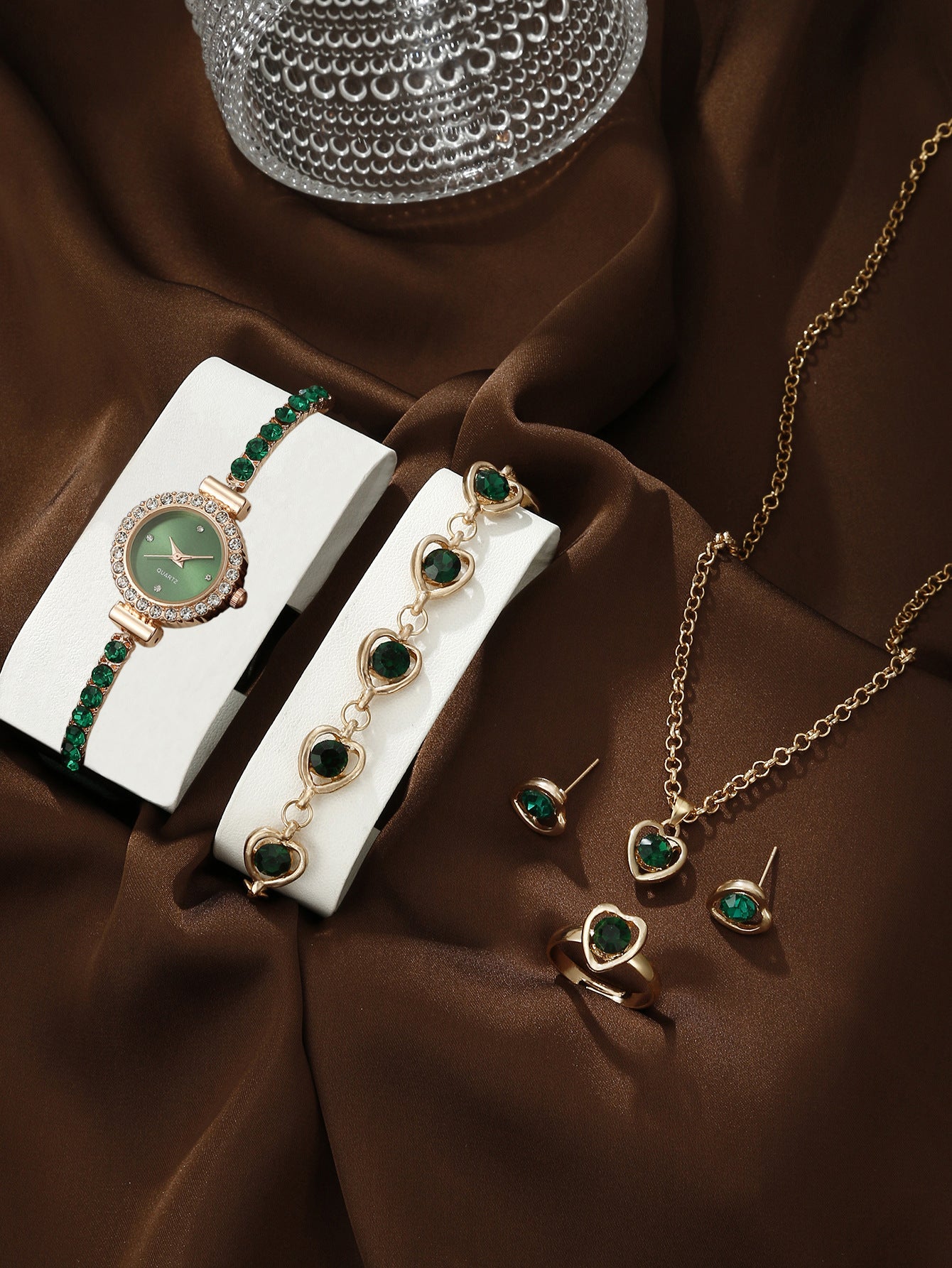 Bracelet Watch Peacock Water Drop Women's Jewelry Set