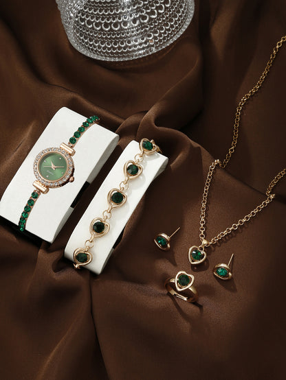 Bracelet Watch Peacock Water Drop Women's Jewelry Set