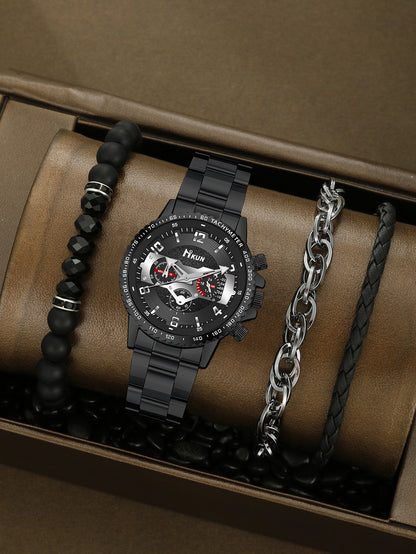 Men's Watch Punk Woven Bracelet Set