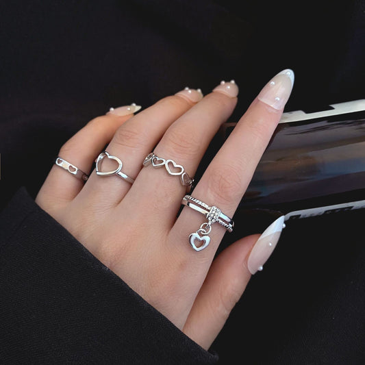 Hollow Heart Ring Set
