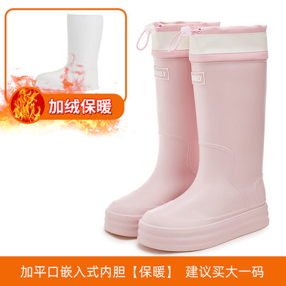 thick-soled medium and long tube rubber shoes