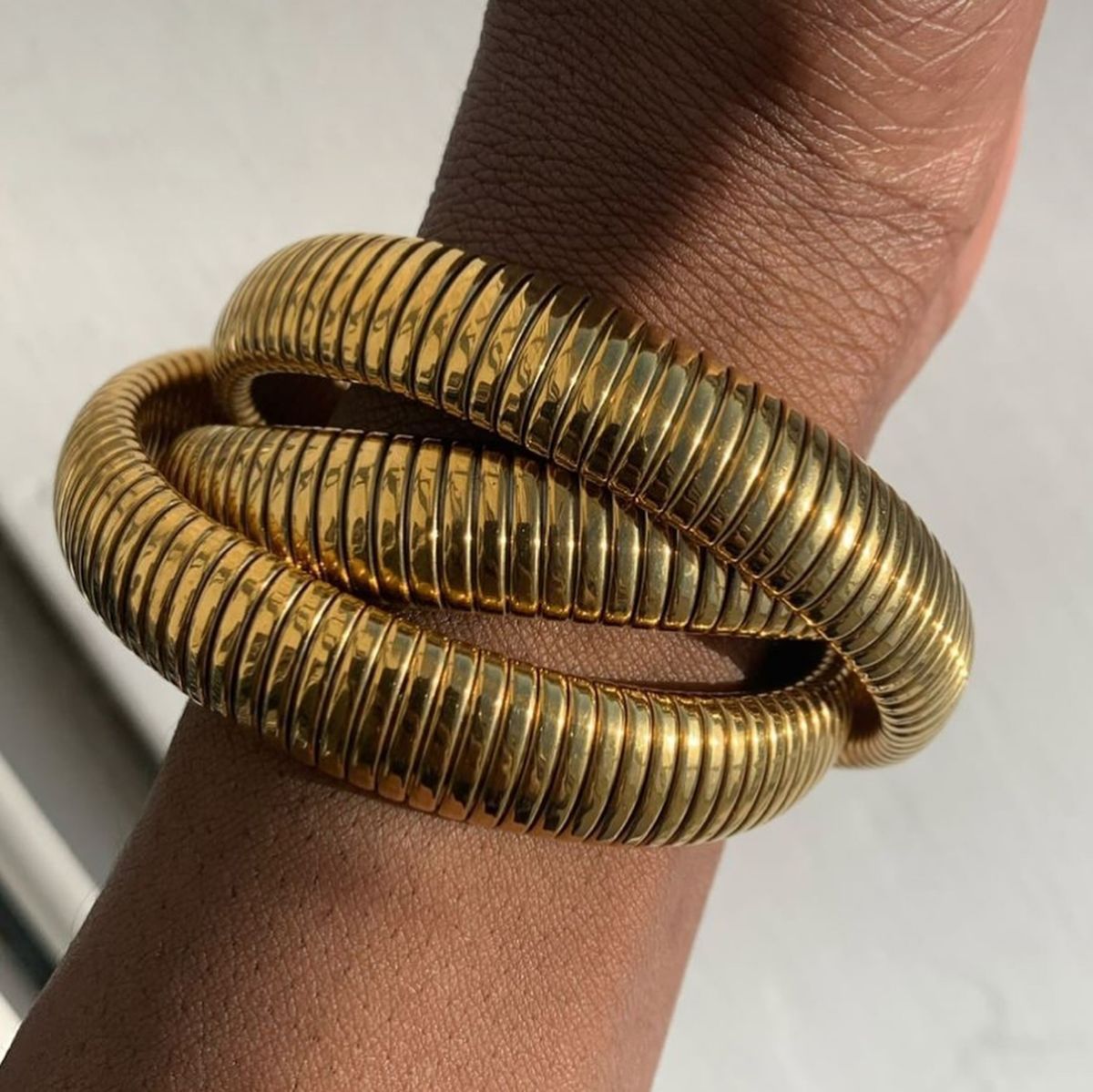 Gold Snake Bone Wide Bracelet