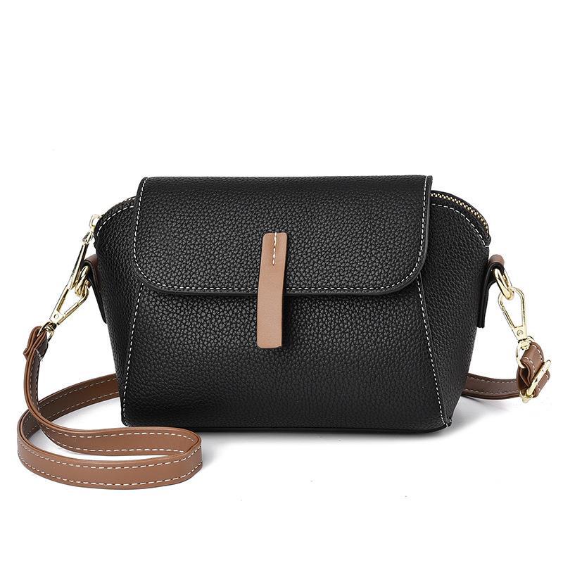 Double-layer solid color buckle shell bag