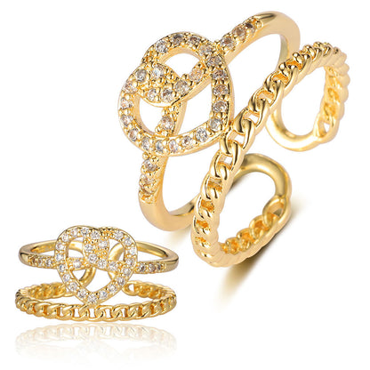 Pearl Flower Love Lock Bow Ring