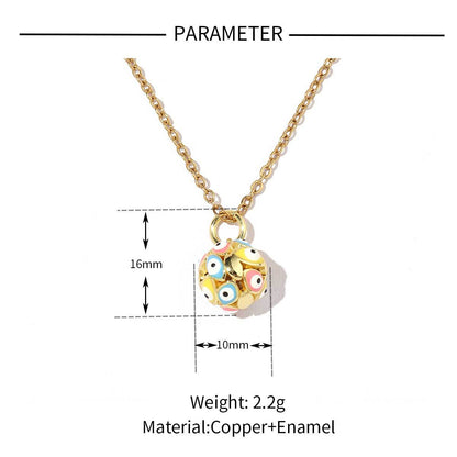 18K real gold color-preserving copper zircon water drop eye pendant.