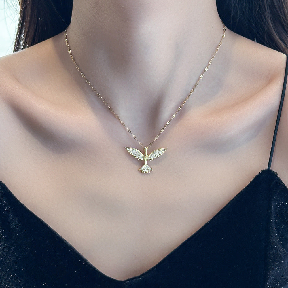 Women's Eagle Wing Gold-Plated Titanium Steel Collarbone Necklace