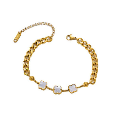 Pulseira trevo em aço titânio ouro 18k, casais e amigos 