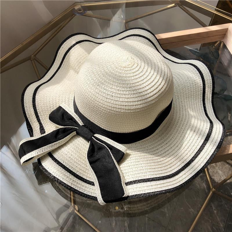 Fresh Straw Hat Women UV Beach Sun Protection Korean Travel Casual Bow