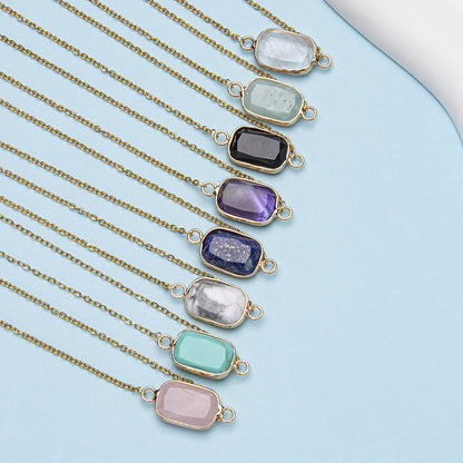 Colar oval com pingente em aço inoxidável banhado a ouro 