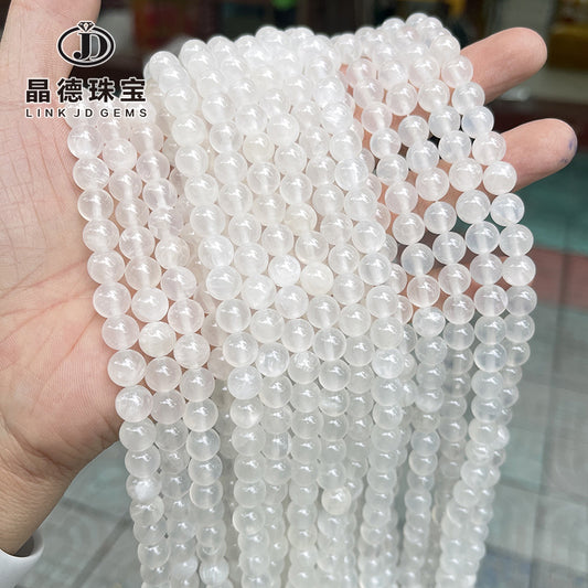 Afghanistan white jade loose beads milk white jade round beads