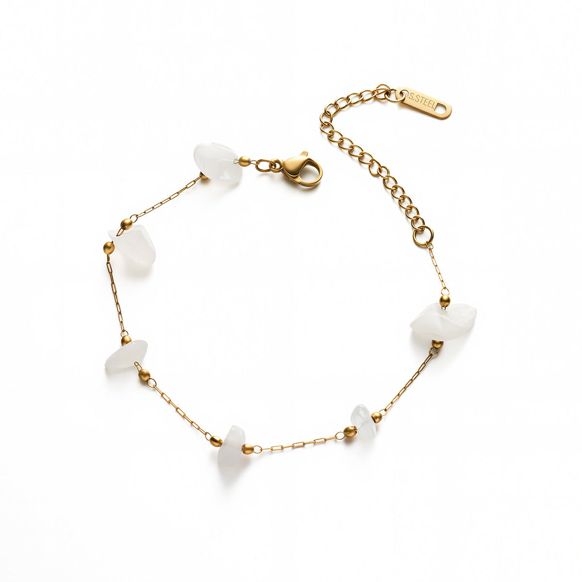 Titanium Steel Women's Geometric Natural Stone Chip Bracelet — Non-Fading