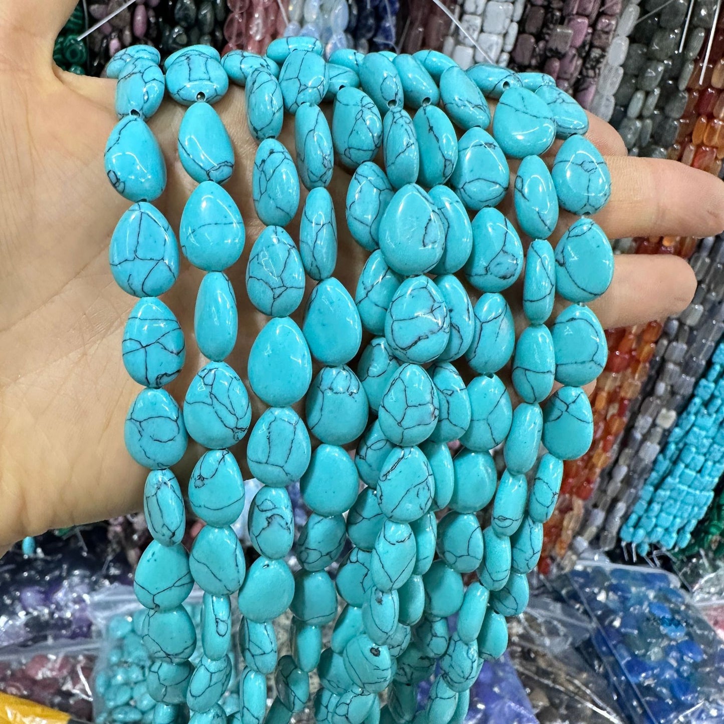 Crystal flat water drop 10*14MM 28pcs heterosexual loose beads