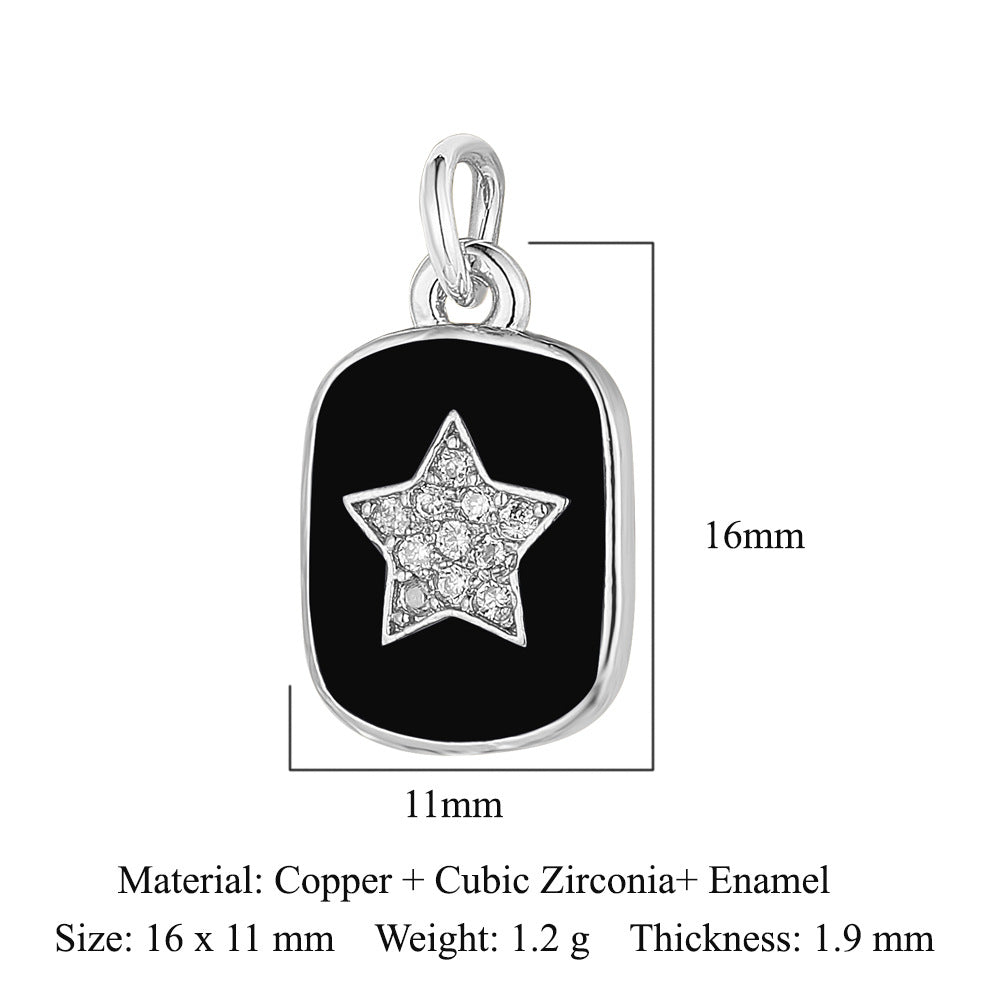 Oil drop diamond star tag copper zircon pendant