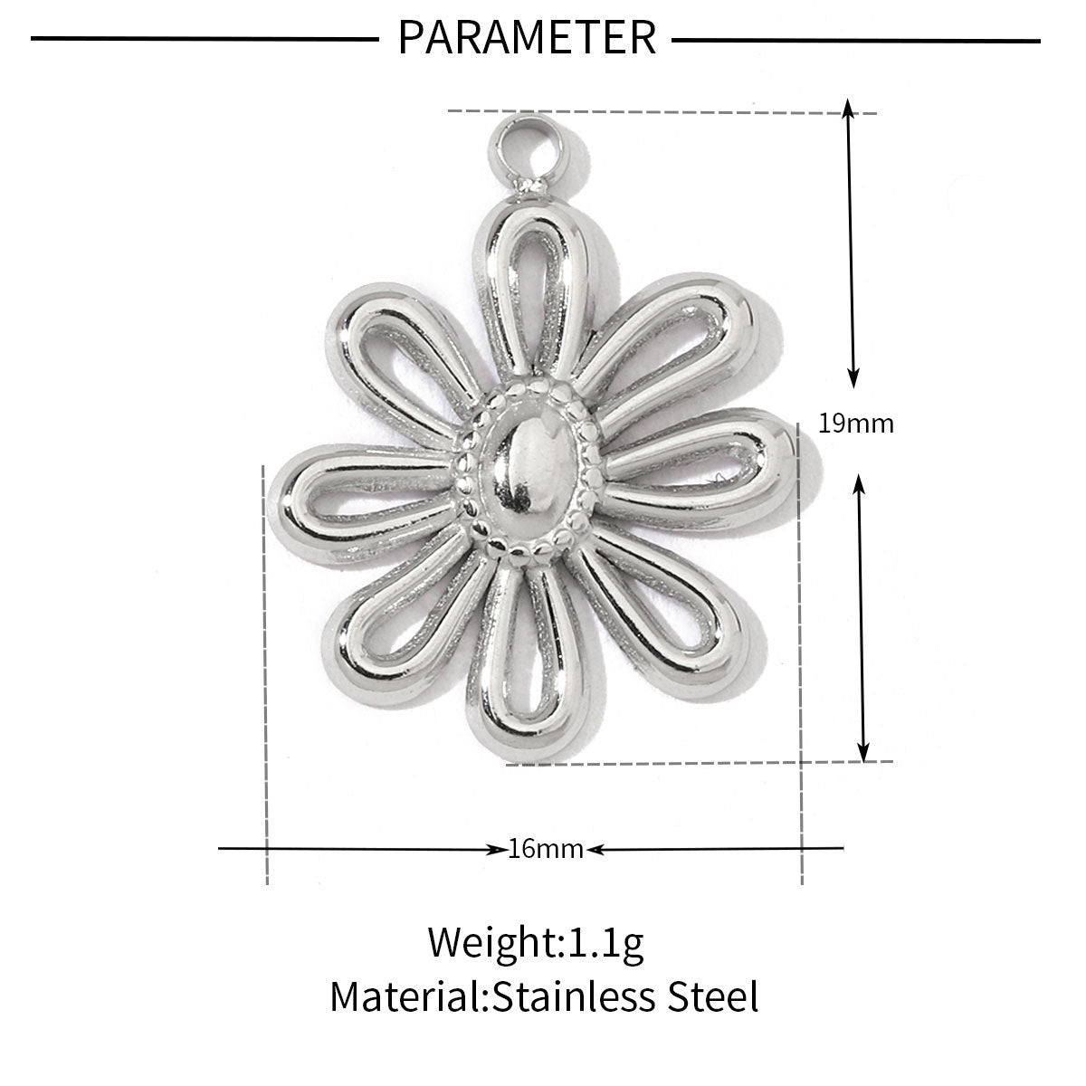Square oil drop flower titanium steel necklace pendant