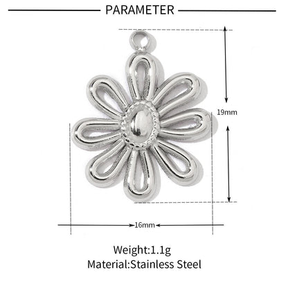Square oil drop flower titanium steel necklace pendant