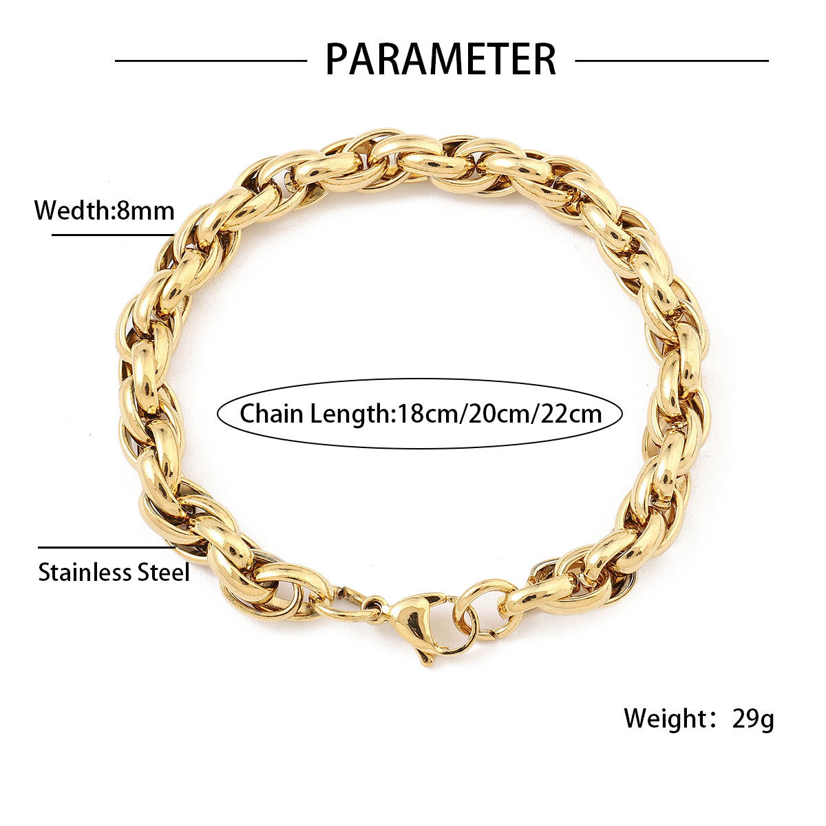Rough Heavy Industry Titanium Steel Men's Hip Hop Cuban Chain Bracelet